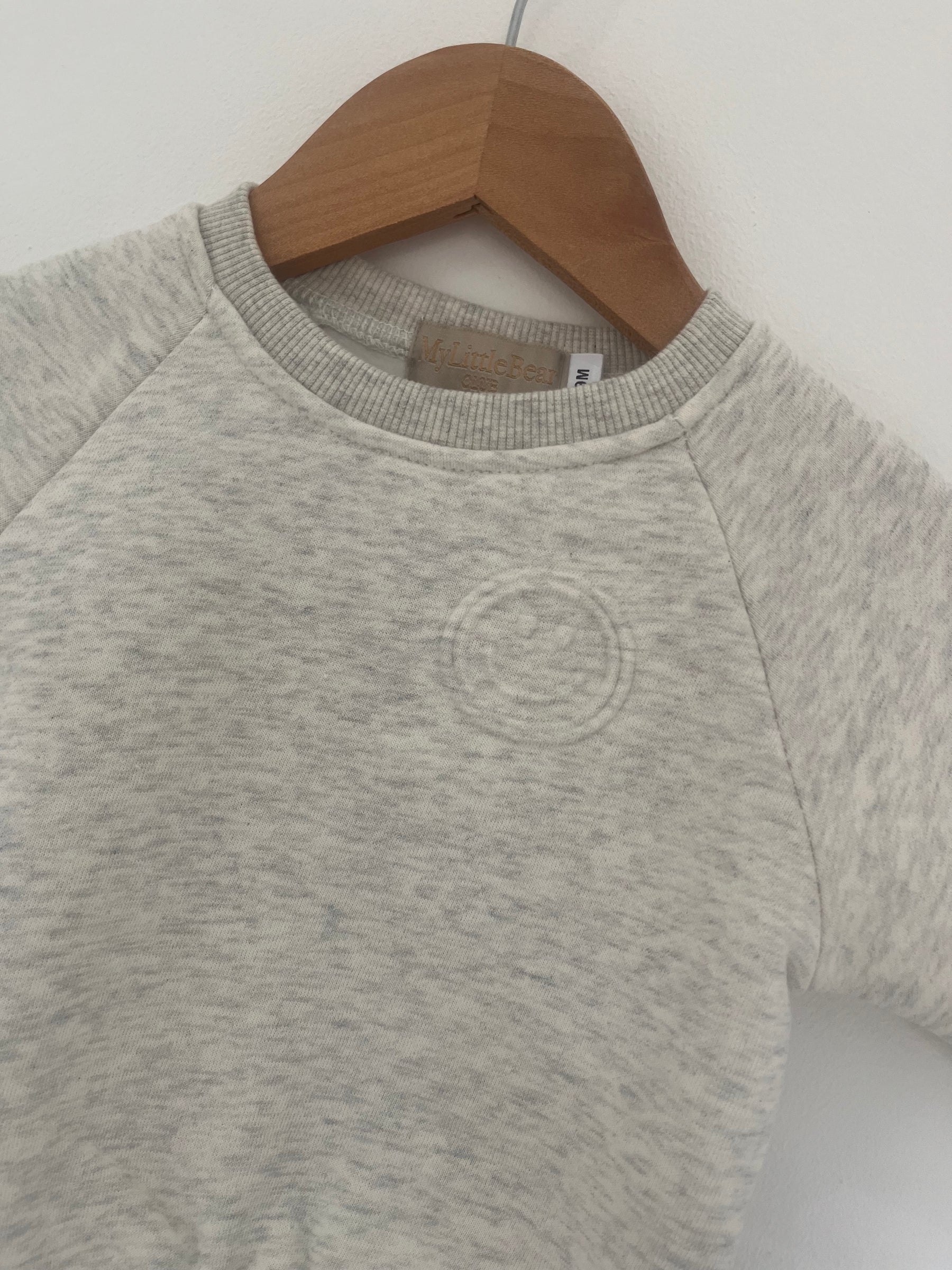 MLBC Smile Embossed Crew and Shorts Set - Oatmeal