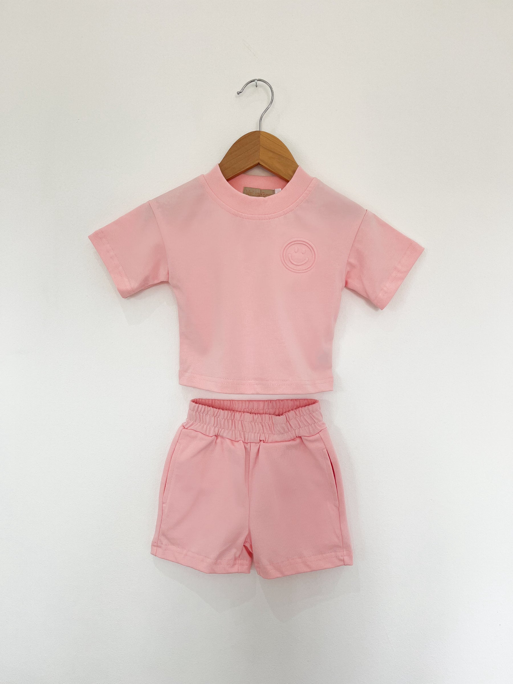 MLBC Smile Embossed T-Shirt and Shorts Set - Pink