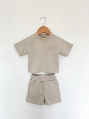 MLBC Smile Embossed T-Shirt and Shorts Set - Sand