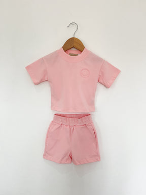 MLBC Smile Embossed T-Shirt and Shorts Set - Pink