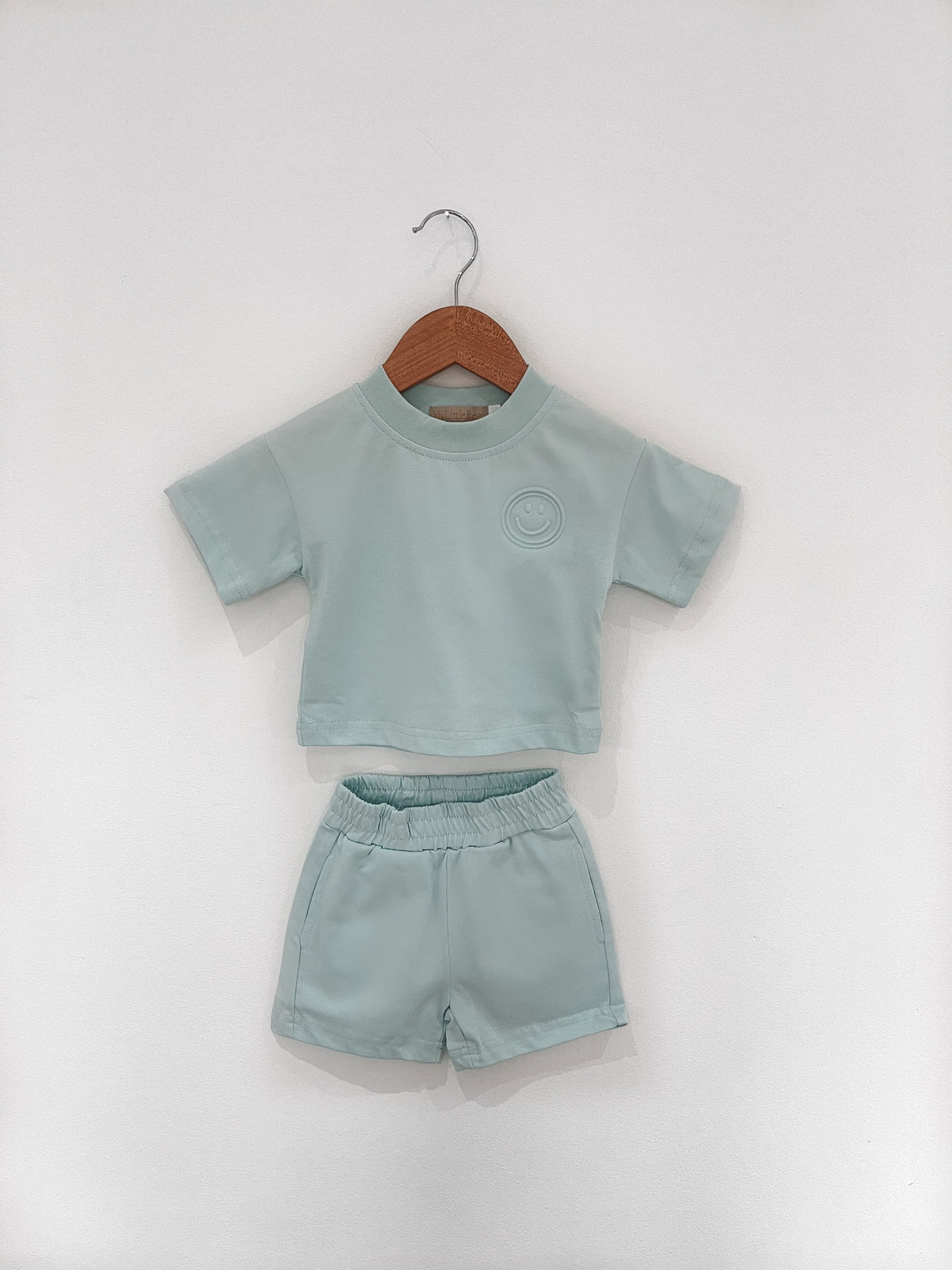 MLBC Smile Embossed T-Shirt and Shorts Set - Sky Blue