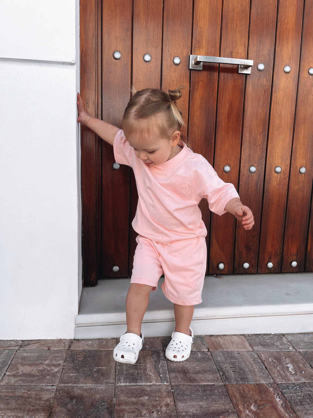 MLBC Smile Embossed T-Shirt and Shorts Set - Pink