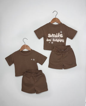 MLBC French Terry T-Shirt and Shorts Set - Smile and be happy